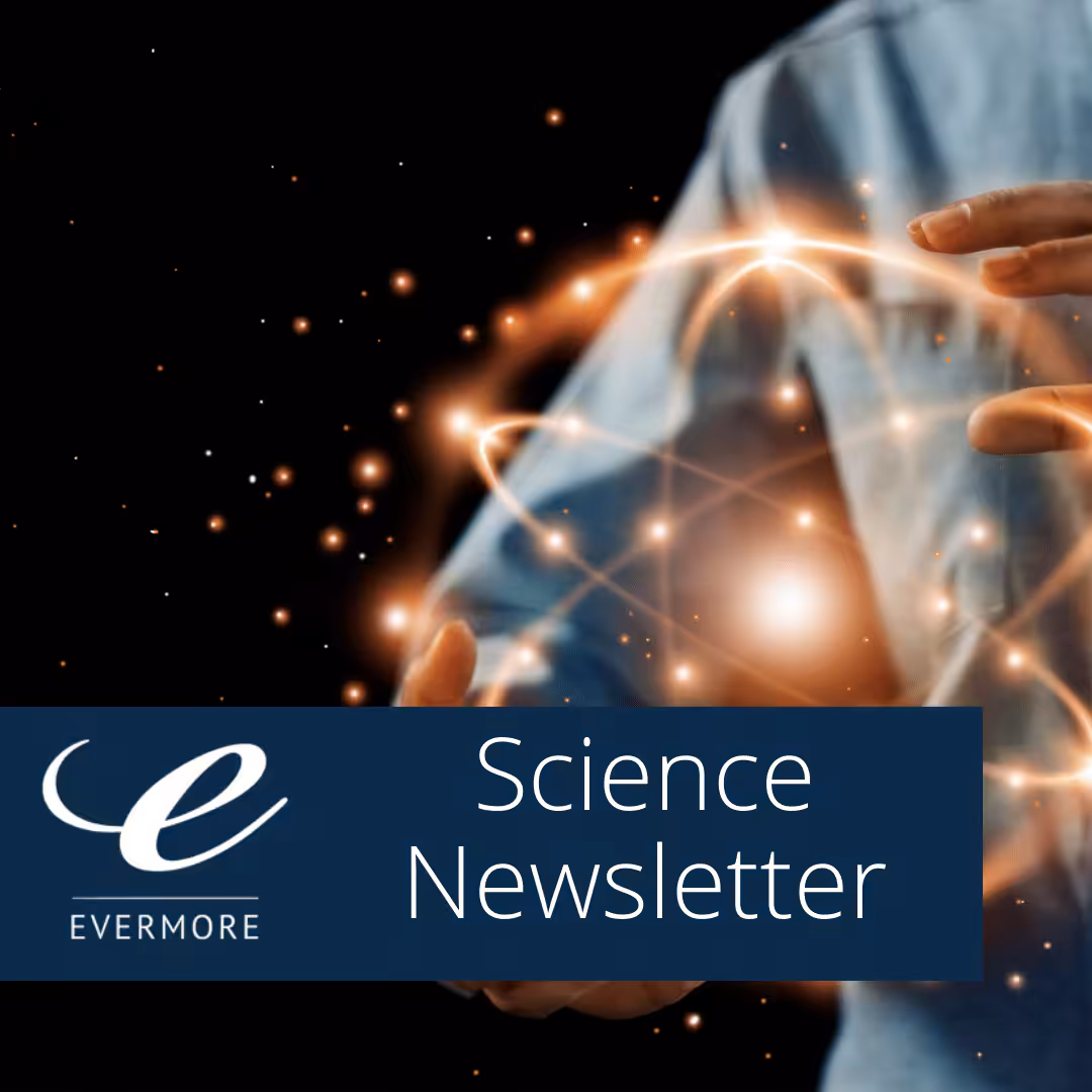 A person holding electronic orbitals with a title of Science Newsletter. 