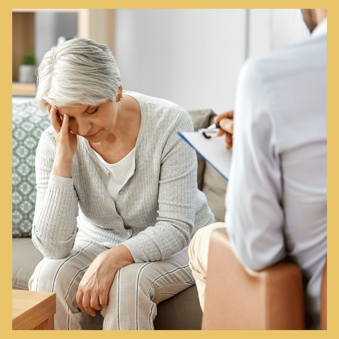 A distressed patient and clinical provider. 